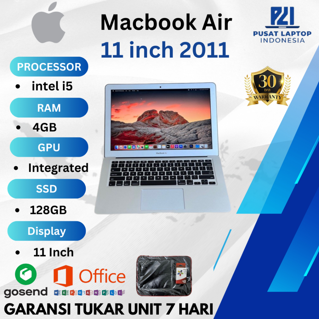 Macbook air 11" 2011/2014 i5 4/128GB Second Seken Original