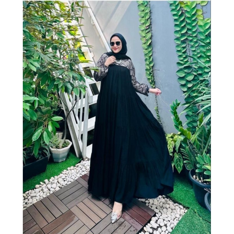 GAMIS JUMBO  KAYLA BLACK RAYON TWIL PREMIUM/UMPAK
