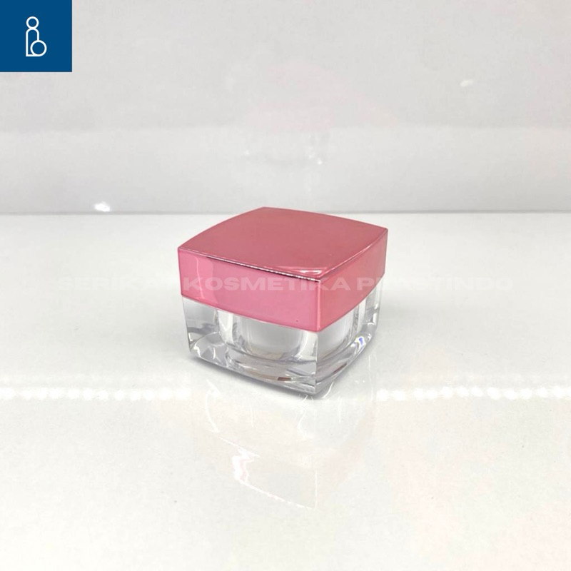 pot cream acrylic 10 gr kotak pink rose gold / pot akrilik 10gr square / pot kemasan kosmetik