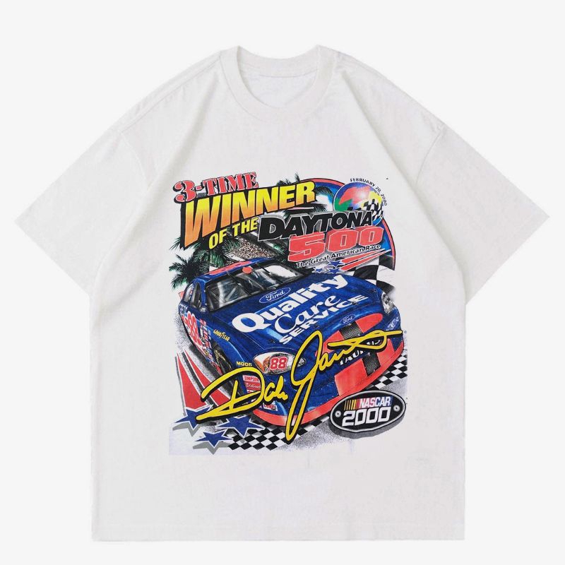 KAOS VINTAGE NASCAR DAYTONA 500 | T-SHIRT WHITE NASCAR RUMBLE | KAOS MOBIL BALAP OVERSIZE PRIA DAN W