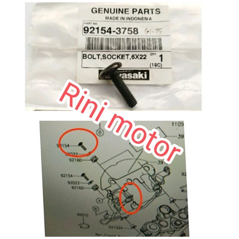 baut breket lampu depan KLX bf original