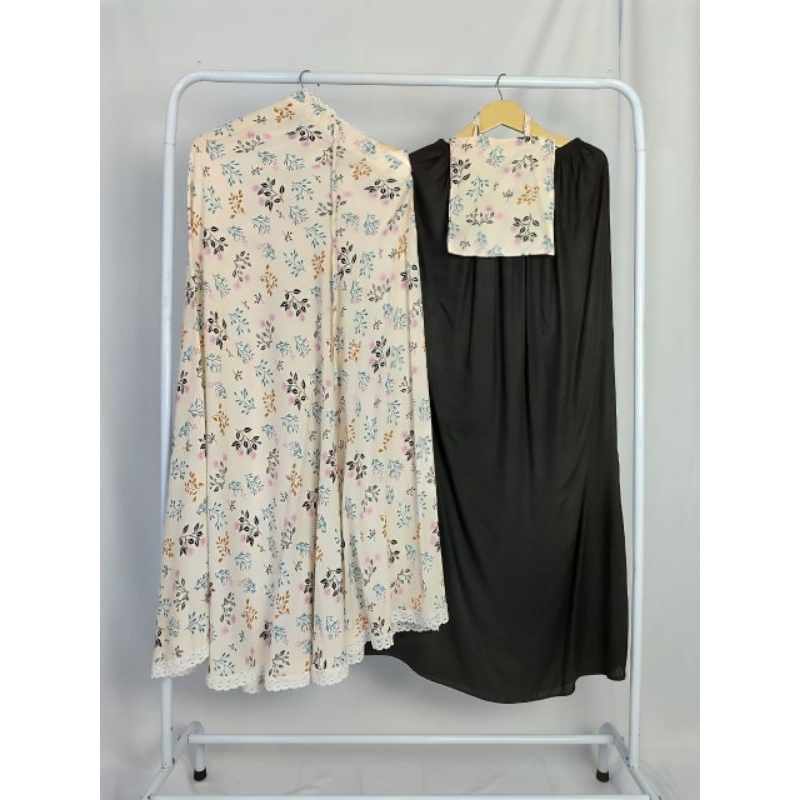 Mukena Rayon Jumbo Dewasa Motif Aluna Renda Rajut