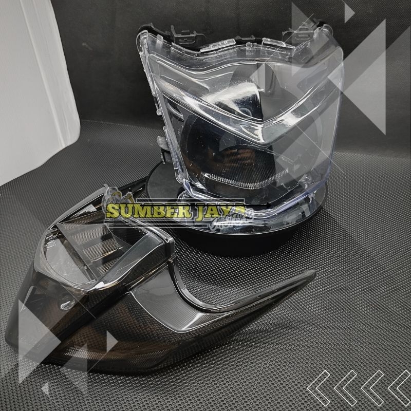 sepaket reflektor lampu depan set mika lampu stop beat lama beat karbu hitam smoke