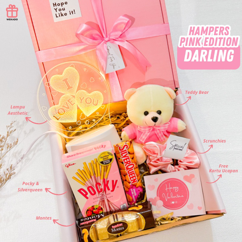 

[DARLING] Hampers Cewe Anniversary Ulang Tahun Wisuda Valentine | Kado Wanita Pink Edition Coklat Boneka