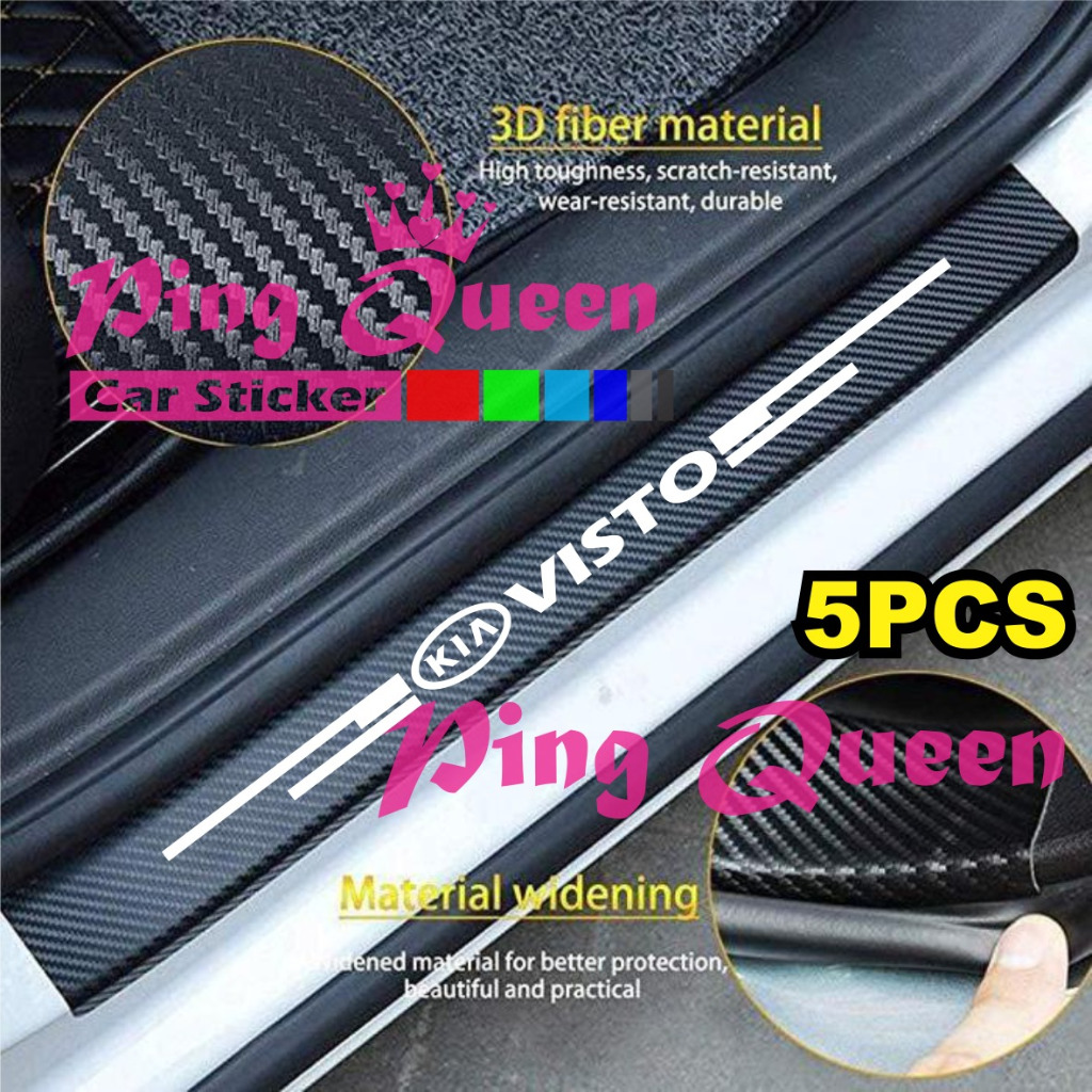 Sticker carbon 3d mobil visto stiker sill plate karbon 3d mobil kia visto 5pcs
