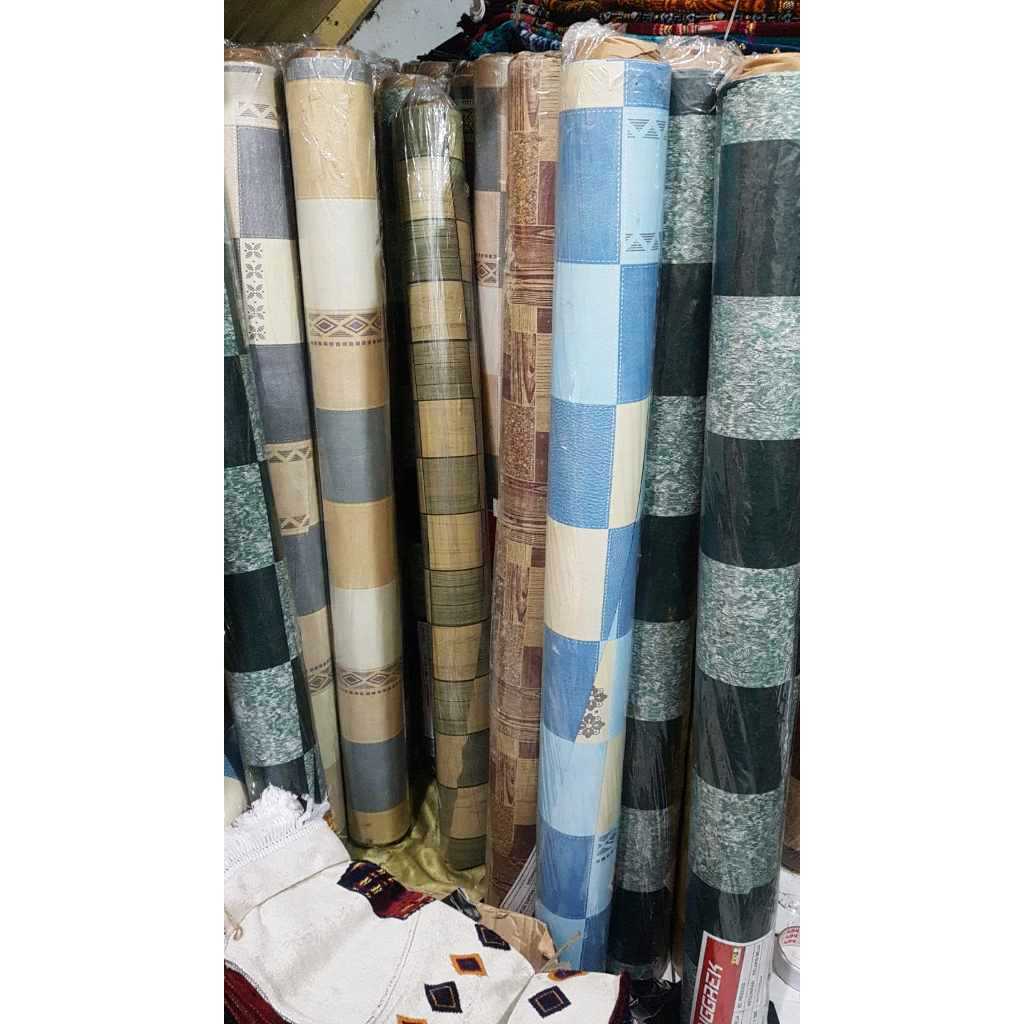 Tikar Terpal Perlak Karpet Lantai Taplak Meja Makan Plastik Vinyl Kayu Marmer Roll Murah di Makassar