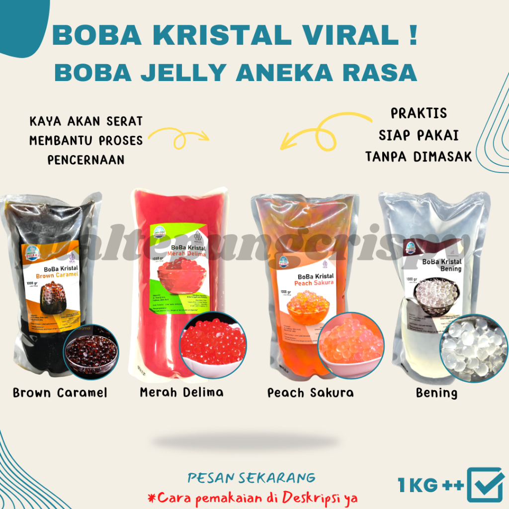 

Boba Kristal Viral Aneka Rasa / Boba Jelly Siap Pakai 1 Kg++