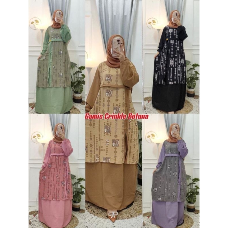 COD / GAMIS CRINKLE BOTUNA MOTIF ELEGAN / GAMIS MALAYSIA