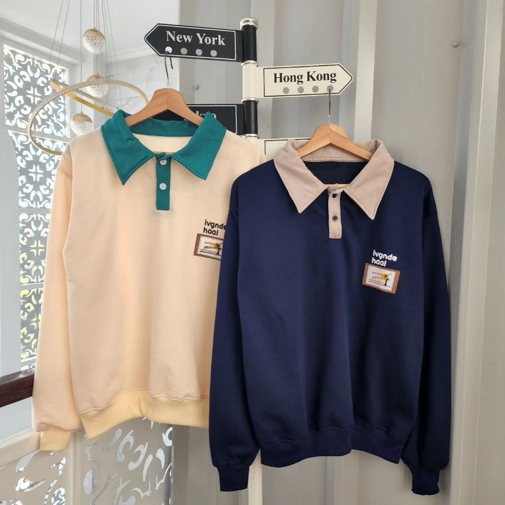 ( isi 2 pcs ) Jaket couple pasangan terbaru IVGNDE COLAR / sweater couple pasangan atasan crewneck k