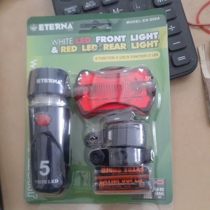lampu sepeda depan belakang free 6baterai