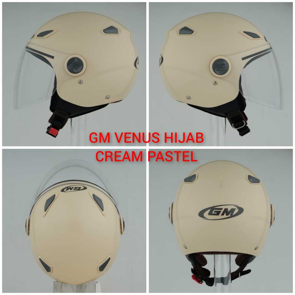 Helm Gm Venus Hijab Solid Cream Half Face Original SNI