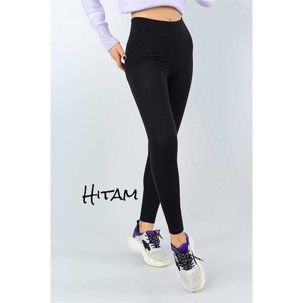 LEGGING POLOS MUSLIMAH SYARI SUPER NYAMAN / Legging Panjang Wanita Bahan Spandex Licin Premium HITAM