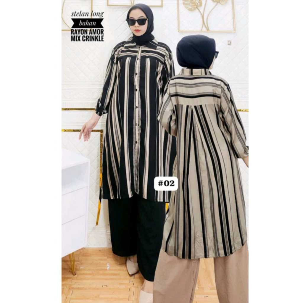 SETELAN LONG TUNIK SALUR MALIKA // ONE SET LONG TUNIK SALUR MALIKA // BAYAR DITEMPAT