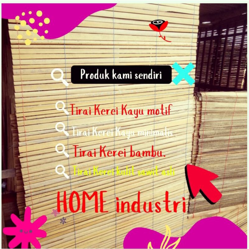 Tirai Gorden Bambu Sawit Gulung Tali Katrol