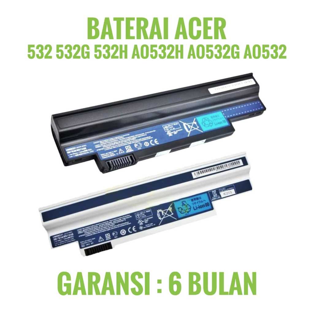 ORIGINAL BATERAI ACER 532 532H 532G AO532 AO532H AO532G NAV50 UM09G31 LOW WHITE