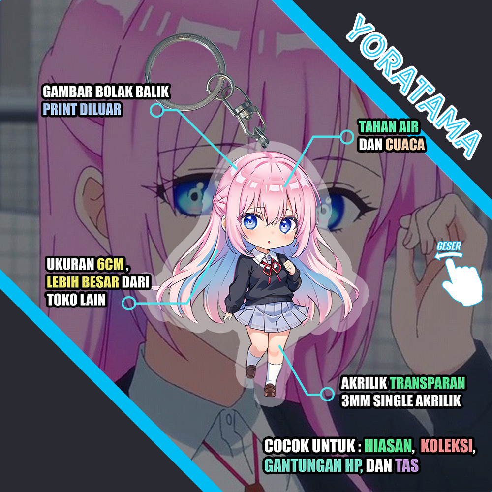 Gantungan Kunci Shikimori Micchon Kawaii Dake Ja Nai, Keychain Anime Lucu