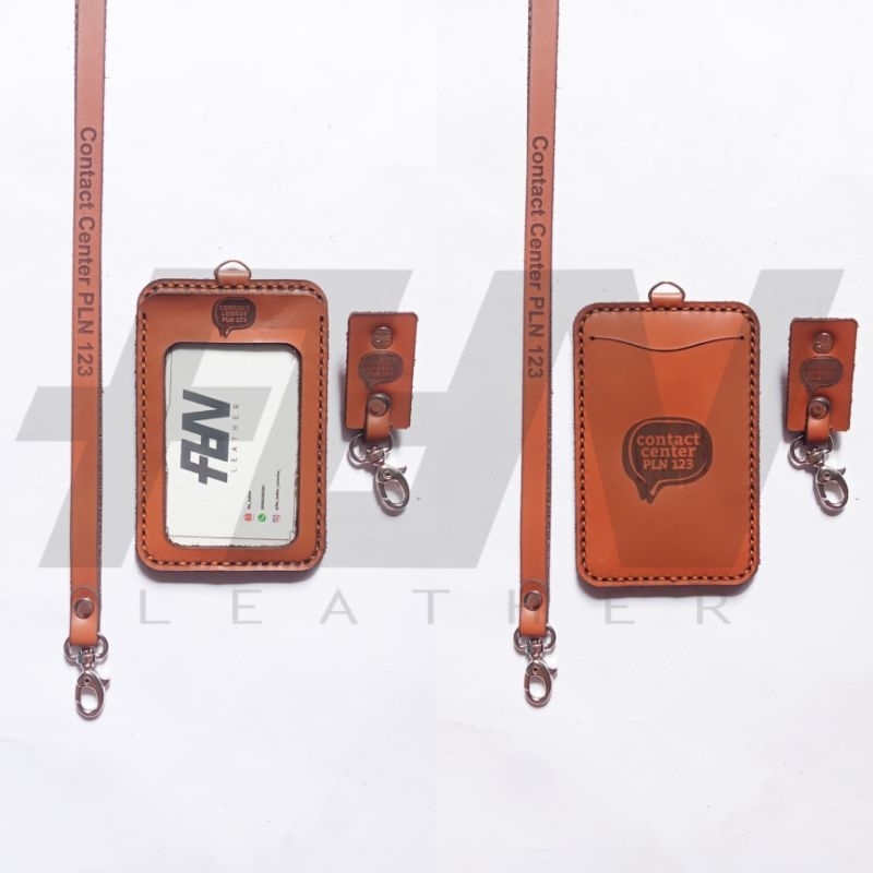 

Name Tag Id Card Holder Kulit Asli Custom Case Id Kulit Lanyard 3lapis