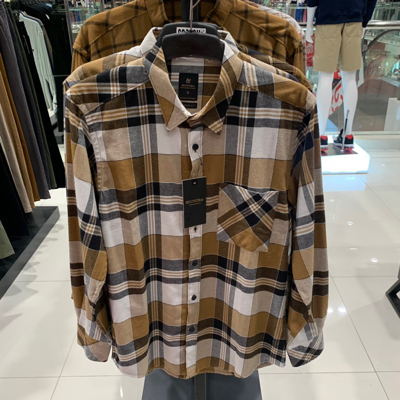 scotch kemeja pria bahan flanel