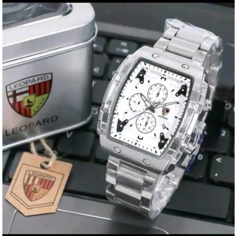 Jam Tangan Pria Original LEOPARD 8018 Stainless Stell/Tanggal Aktif/Free Box/Baterai Cadangan/Analog