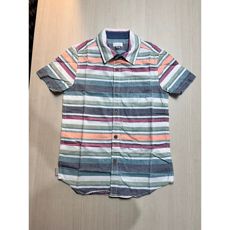 kemeja anak Laki laki motif garis garis Lengan Pendek atasan kemeja anak laki laki salur tangan pend