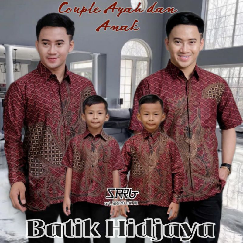BATIK HIDJAYA - Couple Sweet - Batik Ayah dan Anak Motif Phonix Merah Marun - Batik merah Marun maro