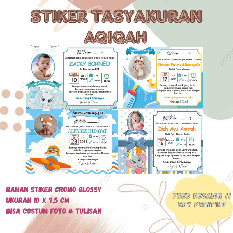 

Stiker Label Kelahiran Tasyakuran Aqiqah