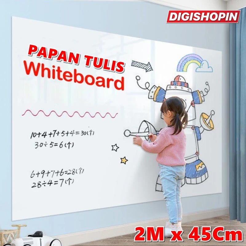 

Papan Tulis Stiker Dinding Papan Tulis Whiteboard Flexible 2M x 45cm + Spidol Non Permanen