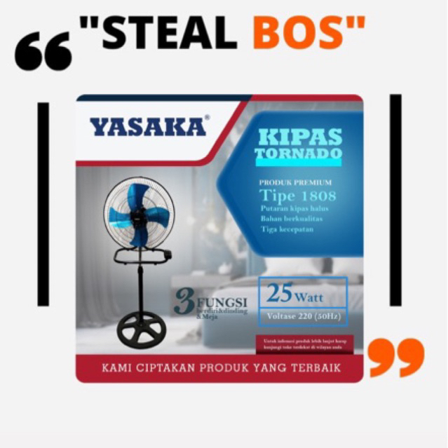 YASAKA Kipas angin Tornado Yasaka 18 inch/Y-1808/3in1 BERDIRI,MEJA ,DINDING 18 INCH