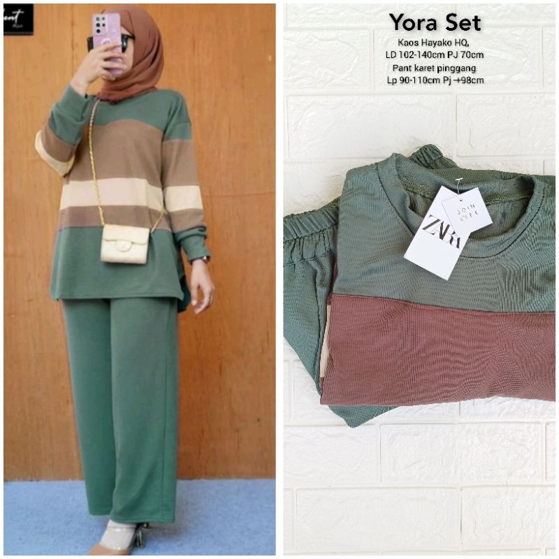 One Set Setelan Kekinian Yura Set, bahan Knit, setelan yaman dipakai LD 110 cm  Oroginal by ZARA