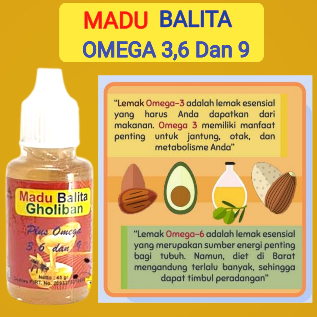 

Madu Balita plus propolis Omega 3, 6 dan 9