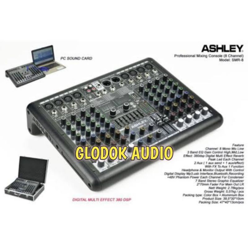 Mixer Audio Ashley Smr 8 Original Mixer 8 Channel Usb-Bluetooth Garansi resmi