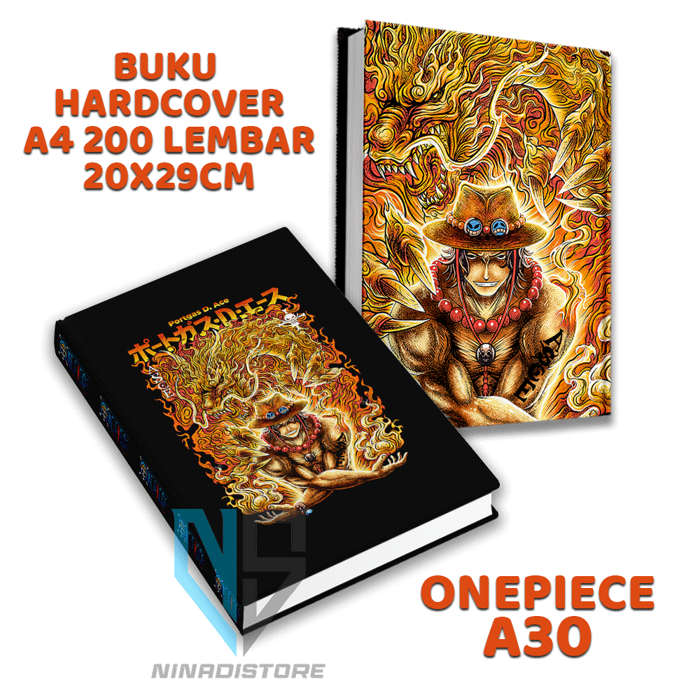 

Buku Ukuran A4 200 LEMBAR Notebook Hardcover A4 isi polos dan garis Gambar cover ONE PIECE PART2