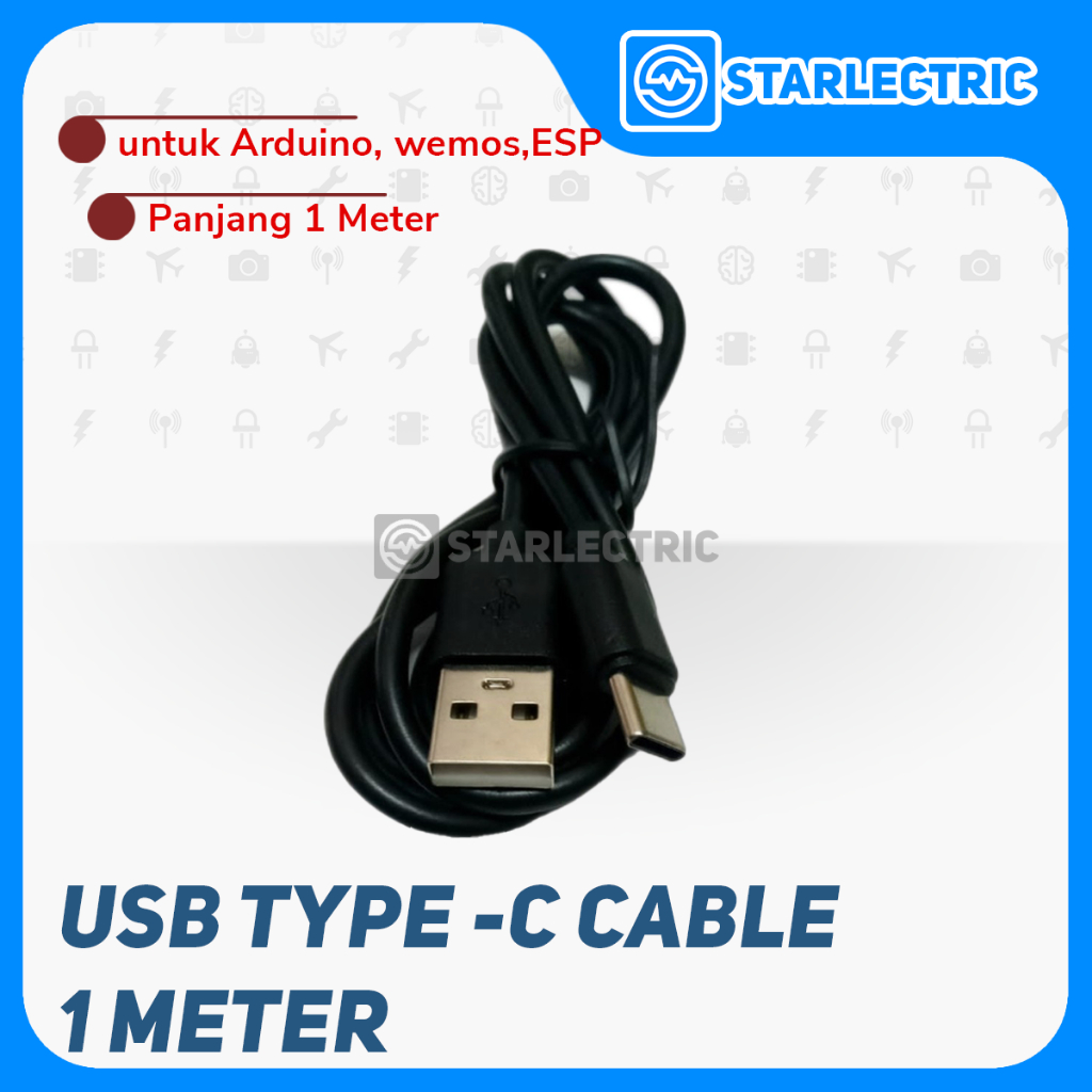 Kabel USB Type A to USB Type C Cable Type-C Microcontroller Wemos Uno Arduino