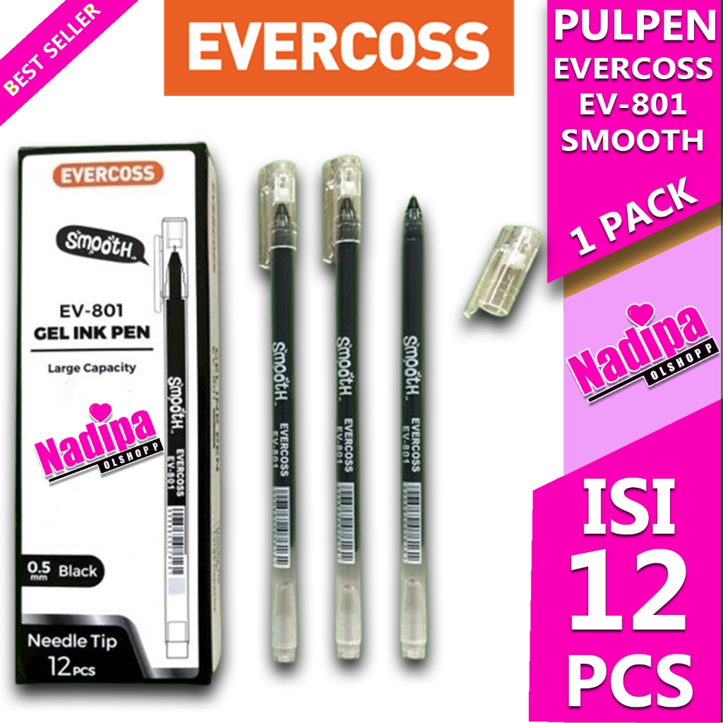 

PULPEN EVERCOSS SMOOTH GEL INK PEN EV-801 ISI 12 PCS nadipa olshopp