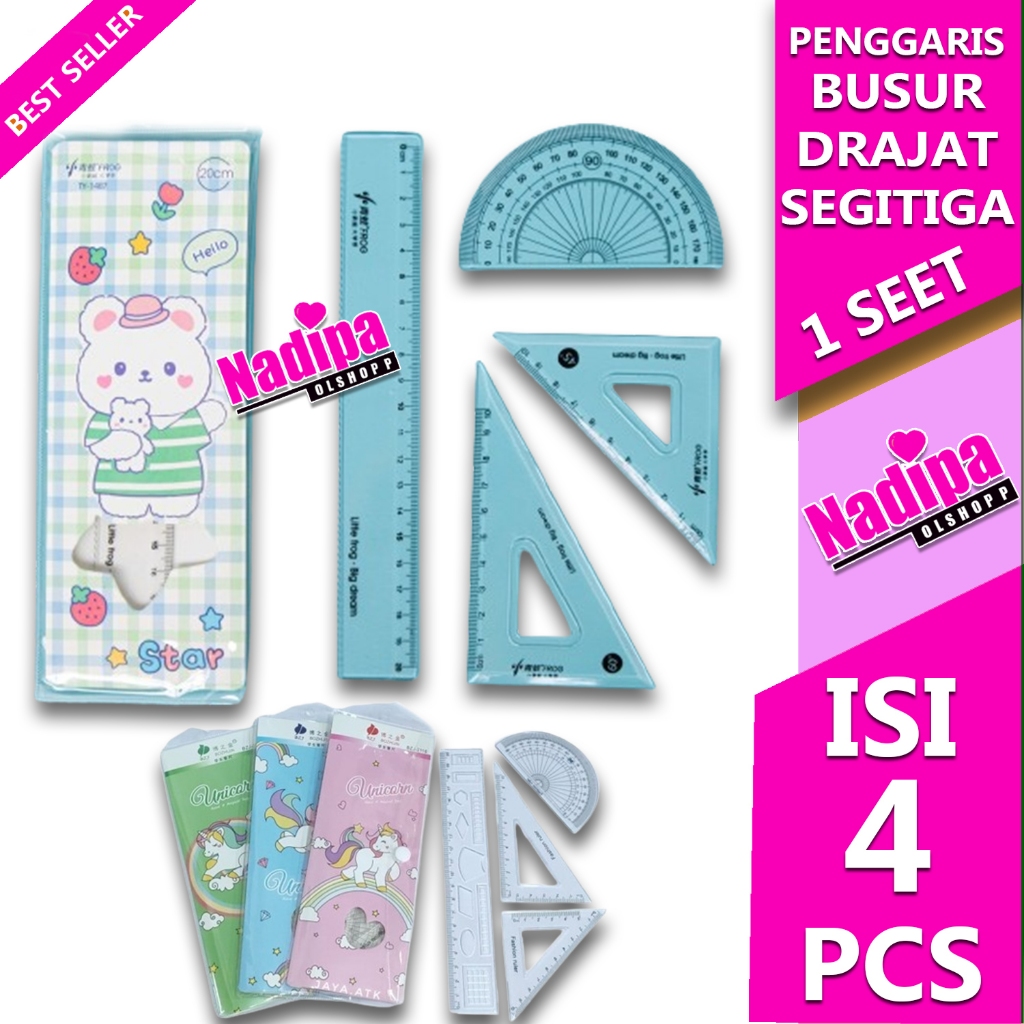 

PAKET PENGGARIS BUSUR DERAJAT SEGI TIGA 1 SET 4 IN 1 nadipa olshopp