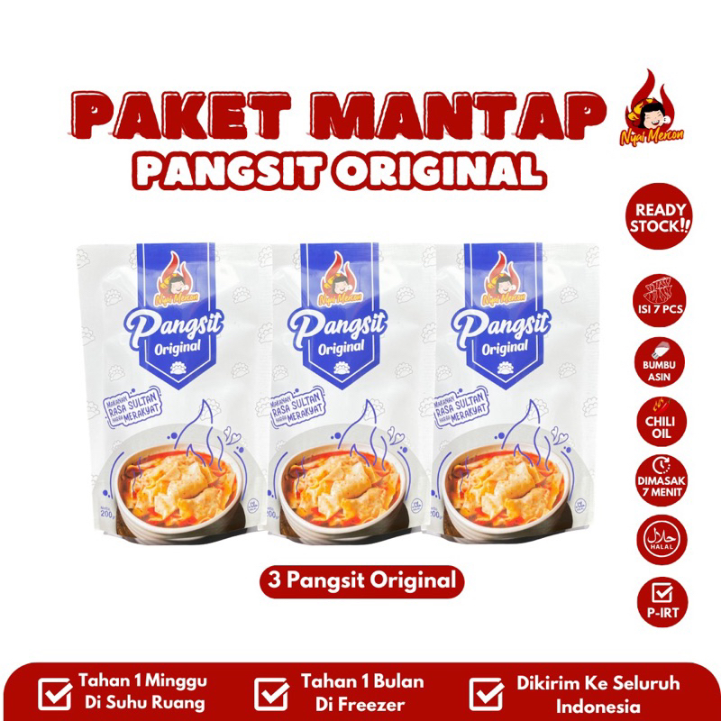 

Paket bundling 3 Pangsit Original Ayam Nyai Mercon