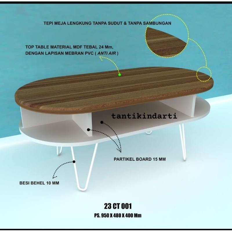 MOANA COFFE TABLE, MEJA TAMU MINIMALIS, MEJA KOPI, MEJA MULTIFUNGSI MEJA LENGKUNG TANPA SUDUT TOP TA