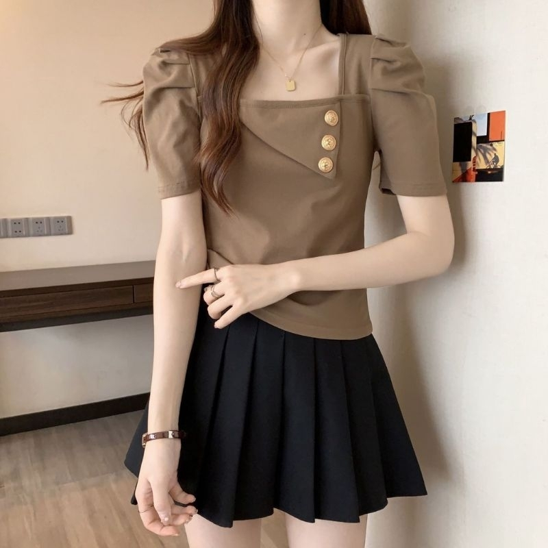 Atasan Kancing 3 Seoul Blouse Tshirt Wanita Button