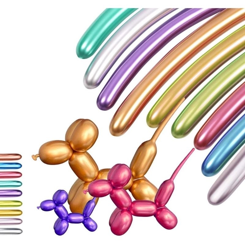 [ 10 PCS ] BALON PENTIL TWIST CHROME PANJANG UNTUK BUKET BALON