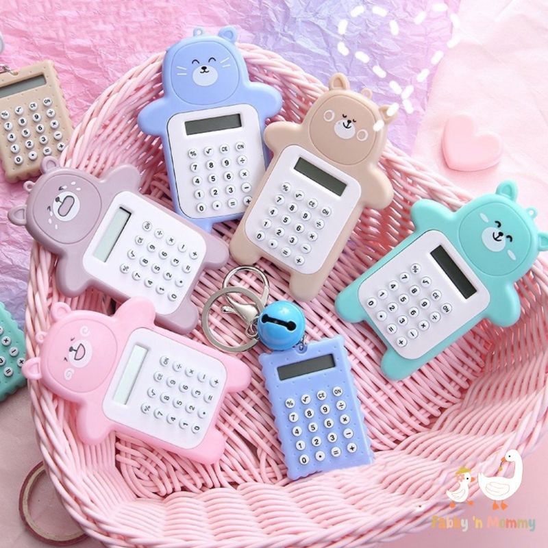 

[FABBYNMOMMY] - 1 Pc Calculator Mini Portable Motif Beruang - Calculator Karakter 8 digit