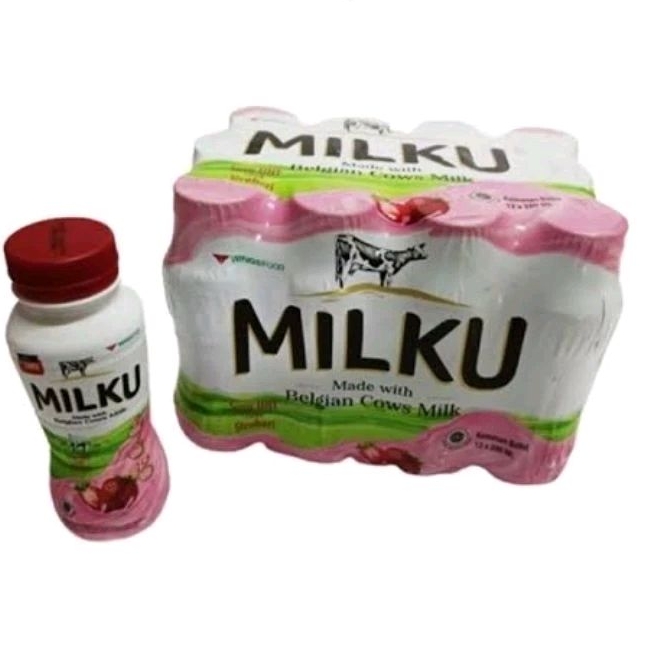 

Milku Susu Sapi UHT Rasa Strawberry Stroberi 200ml 1 dus isi 12