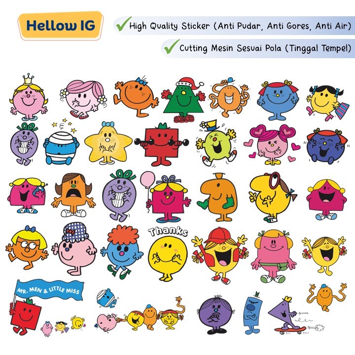 

STICKER PACK | LITTLE MISS MR MEN | STIKER BOTOL LUCU HP HELM AESTHETIC KOPER PREMIUM WATERPROOF