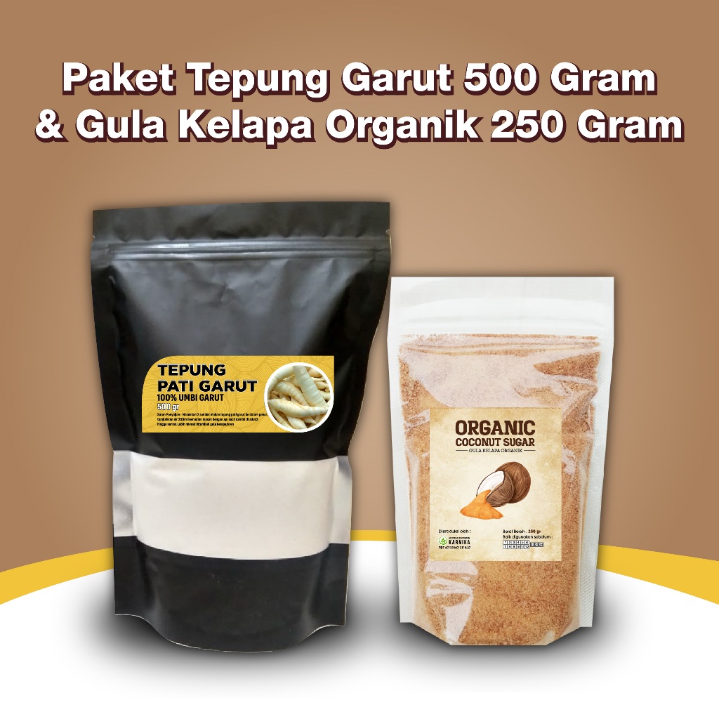 

Paket Pati Asam Lambung/Tepung Garut 500gr & Gula Semut Kelapa Organik 250gr