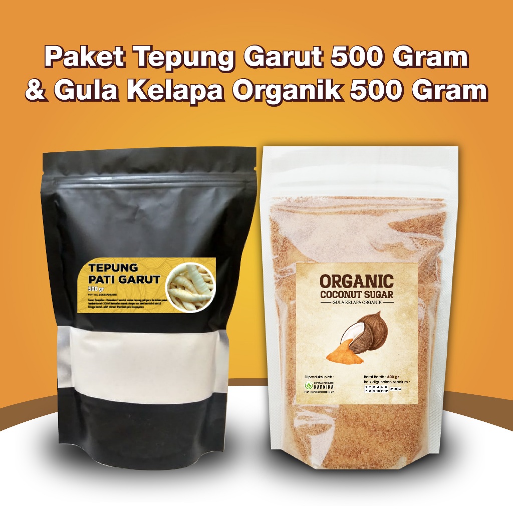 

Paket Tepung Pati Garut Asli Obat Asam Lambung 500gr & Gula Kelapa Organik 500gr