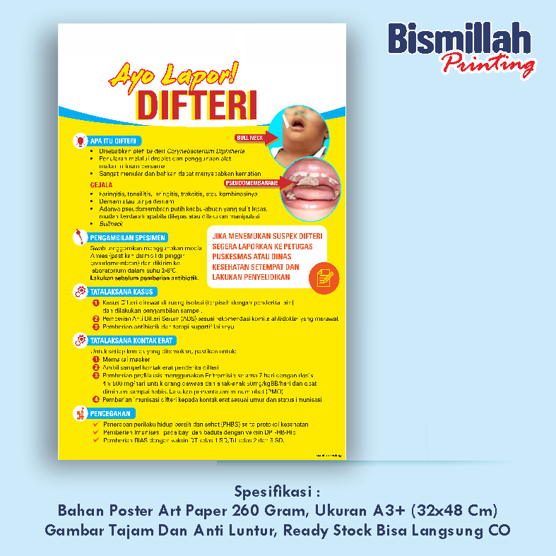 

Poster Kesehatan Ayo Lapor Difteri