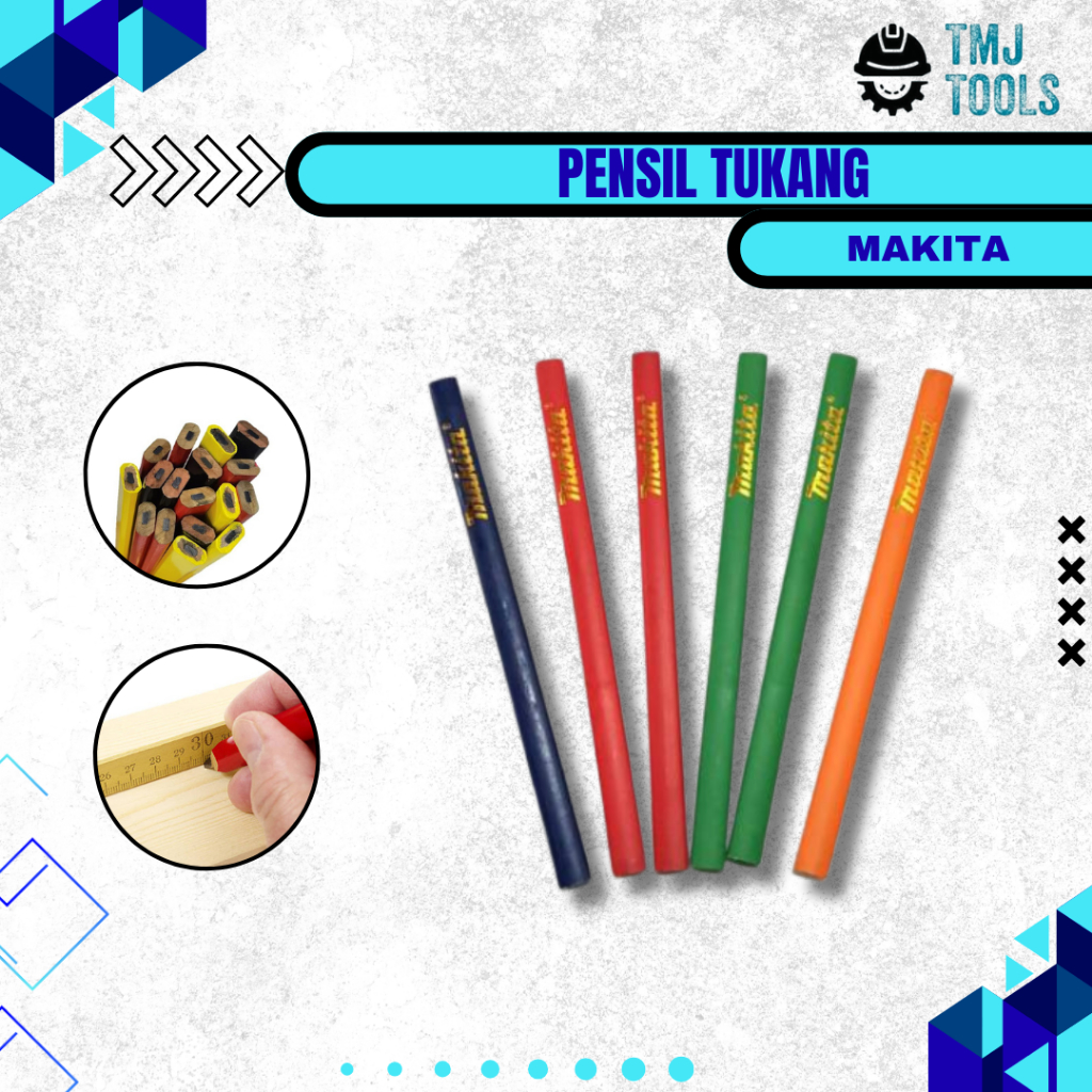 Pensil Tukang Makita Bagus Pencil Tukang Kayu Bangunan Proyek Arsitek Mebel Furniture Alat Tulis