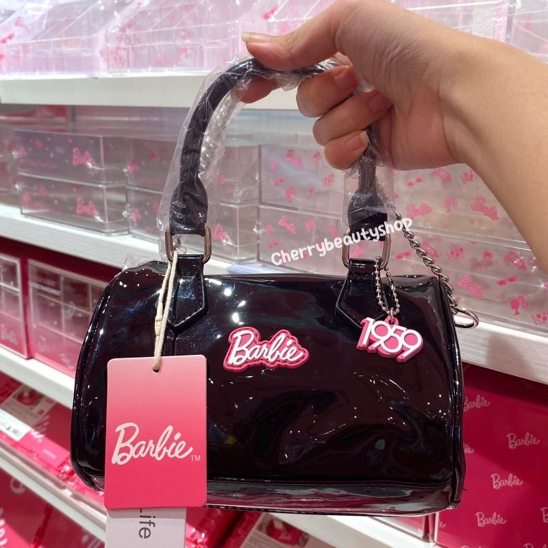 MINISO x Barbie Tas Selempang Wanita Barbie Jelly Glossy Handbag Barbie Black