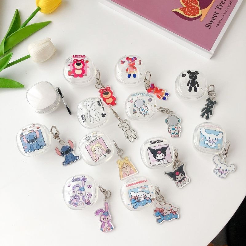 READY ! Clear Case Casing TWS Baseus Encok WM02 Bowie E3 Gantungan Cinnamoroll Kuromi Lotso Stitch