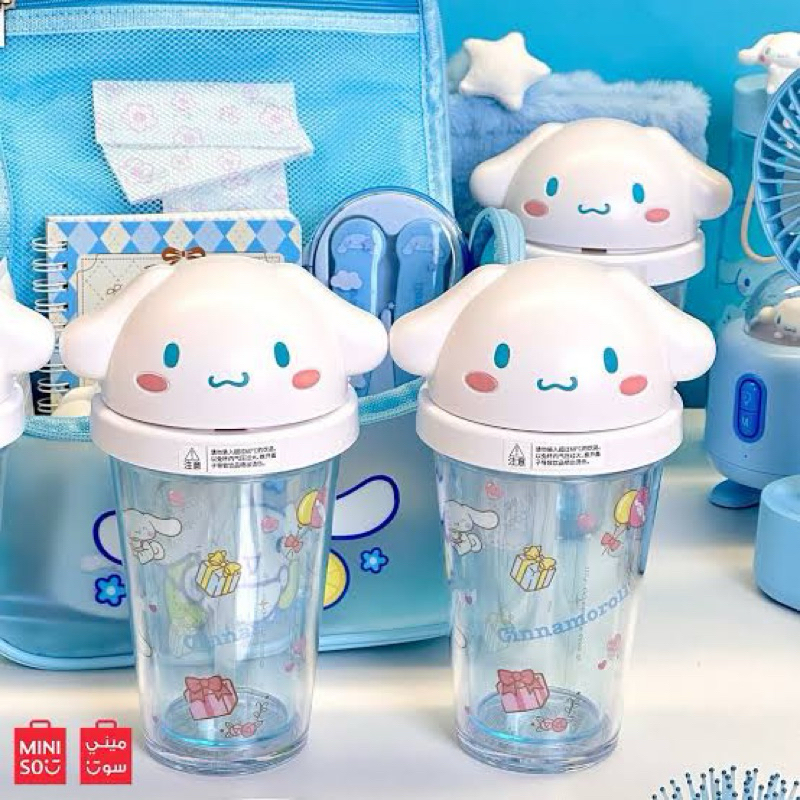 Gelas cinnamoroll x miniso mug cinnamoroll botol minum cinnamoroll 320 ml ready stock