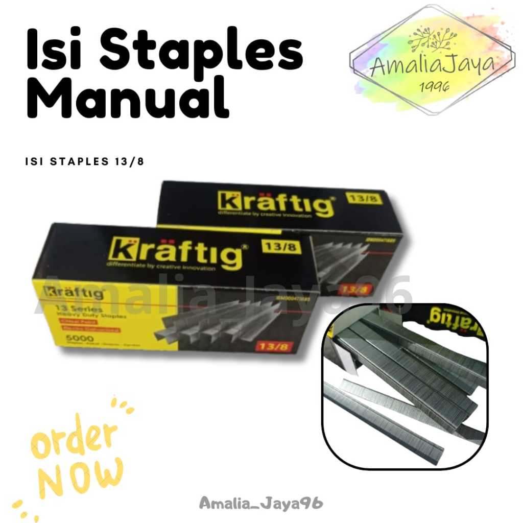 

Isi Staples Manual / Staples Tembak Guntacker Merek KRAFTIG Uk. 13/8mm (8mm) Original - untuk Pengerjaan Jok Motor, Jok Mobil, Sofa